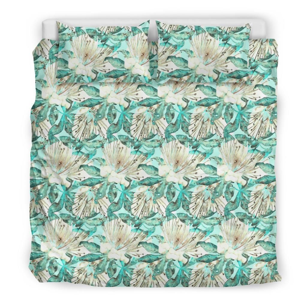 Hawaiian Tropical Floral Polynesian Blue And White Duvet Cover Bedding Set hawaiian tropical floral polynesian blue and white duvet cover bedding set 7725