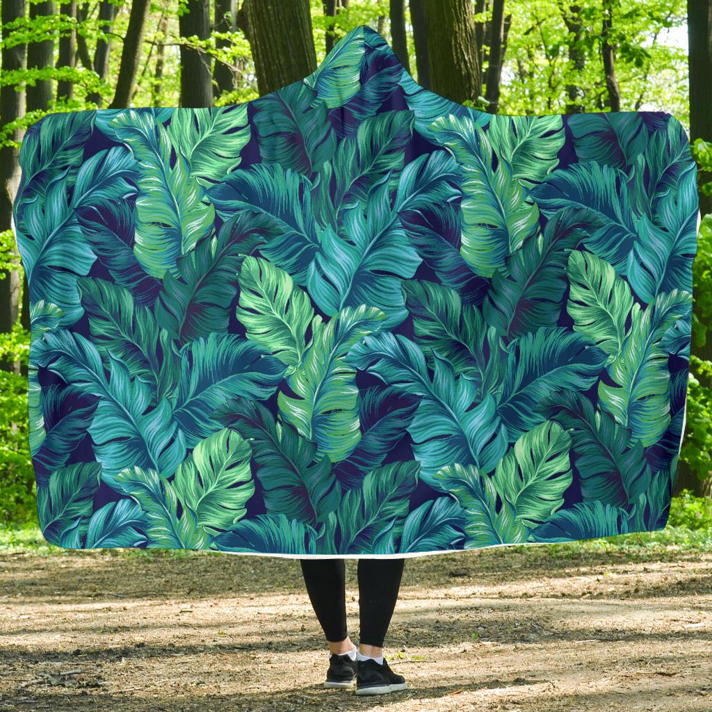 hawaiian tropical palm leaves pattern print hooded blanket cloak blanket 6500