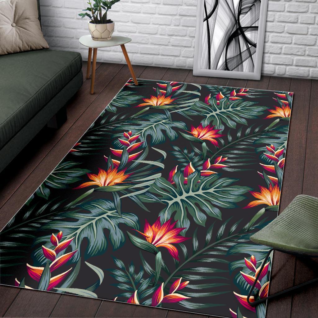 hawaiian tropical plants pattern print area rug floor decor 2254