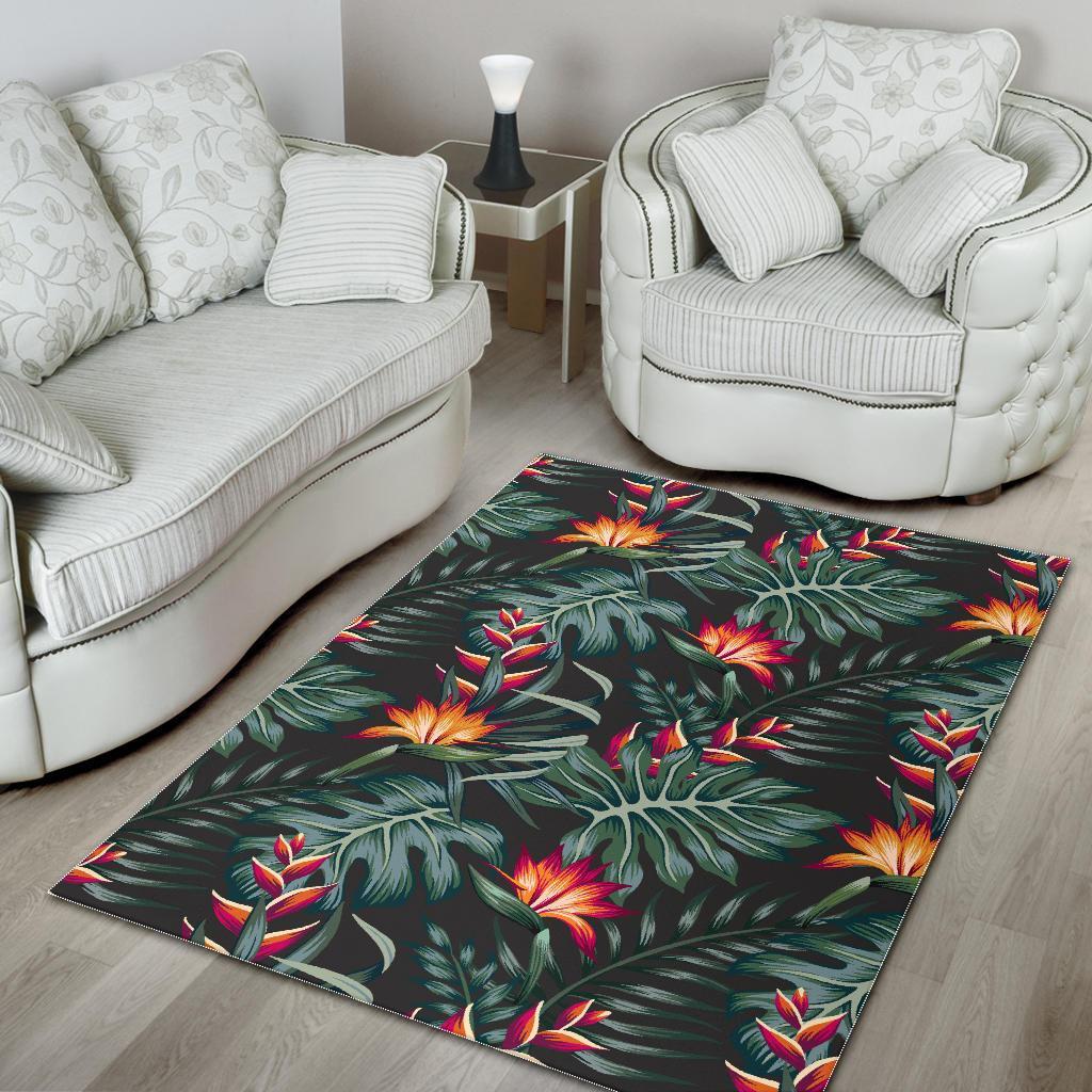 hawaiian tropical plants pattern print area rug floor decor 7938