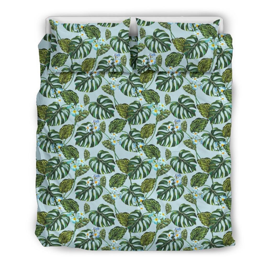 Hawaiian Tropical Plumeria Flowers Monstera Leaf Polynesian Duvet Cover Bedding Set hawaiian tropical plumeria flowers monstera leaf polynesian duvet cover bedding set 5682