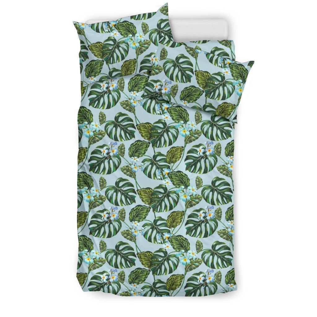 Hawaiian Tropical Plumeria Flowers Monstera Leaf Polynesian Duvet Cover Bedding Set hawaiian tropical plumeria flowers monstera leaf polynesian duvet cover bedding set 6204