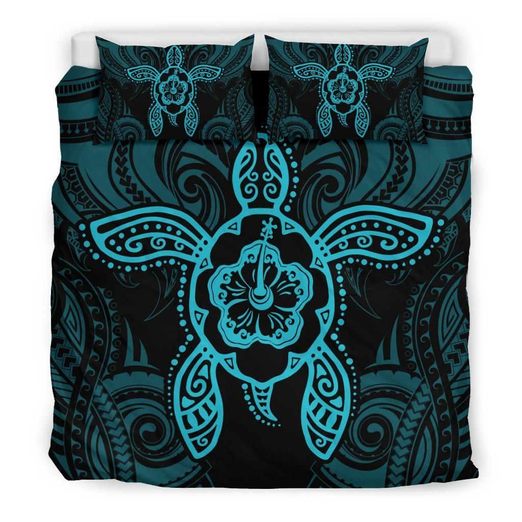 Hawaiian Turtle Hibiscus Polynesian Blue Duvet Cover Bedding Set hawaiian turtle hibiscus polynesian blue duvet cover bedding set 1192