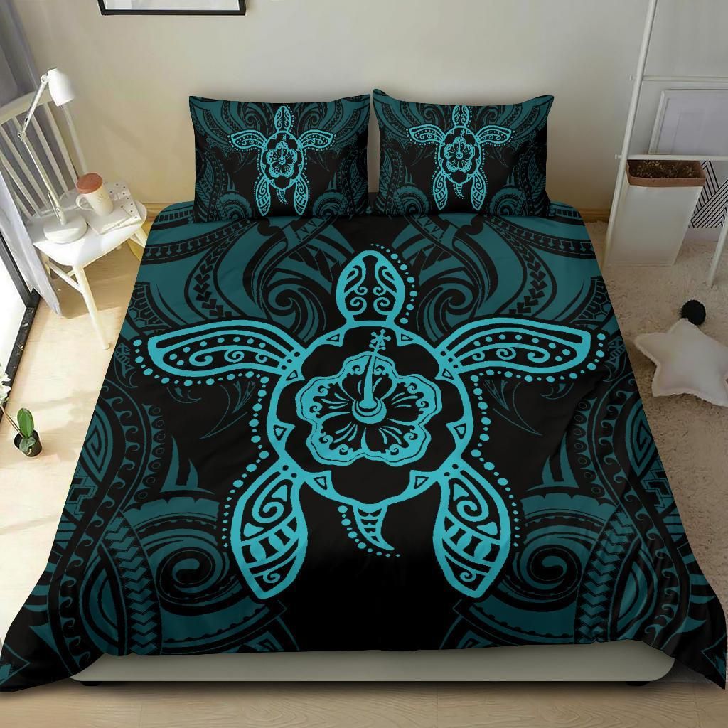 Hawaiian Turtle Hibiscus Polynesian Blue Duvet Cover Bedding Set hawaiian turtle hibiscus polynesian blue duvet cover bedding set 8423