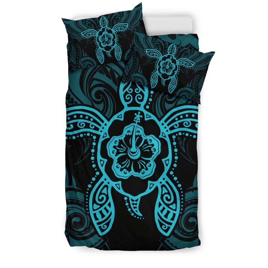Hawaiian Turtle Hibiscus Polynesian Blue Duvet Cover Bedding Set hawaiian turtle hibiscus polynesian blue duvet cover bedding set 8688