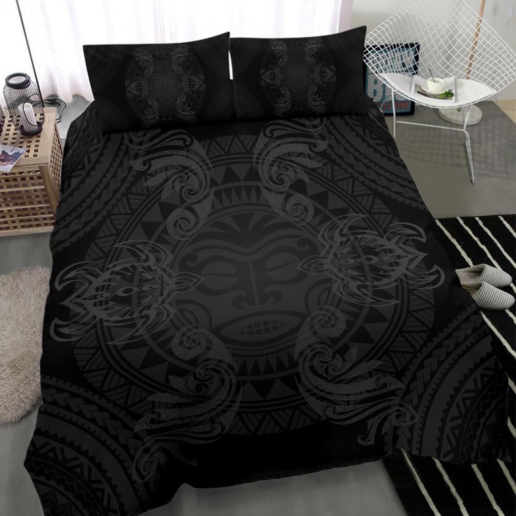 hawaiian turtles tribal mask polynesian grey duvet cover bedding set 2455