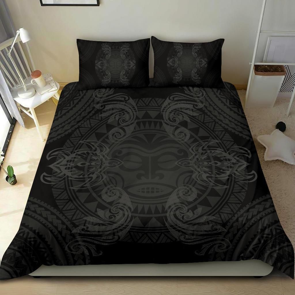 hawaiian turtles tribal mask polynesian grey duvet cover bedding set 5039