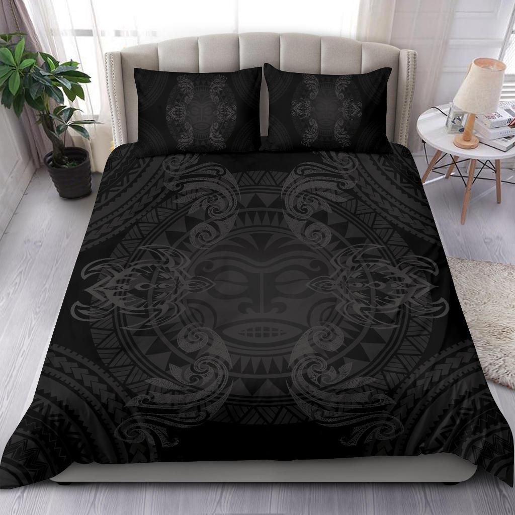 hawaiian turtles tribal mask polynesian grey duvet cover bedding set 6008