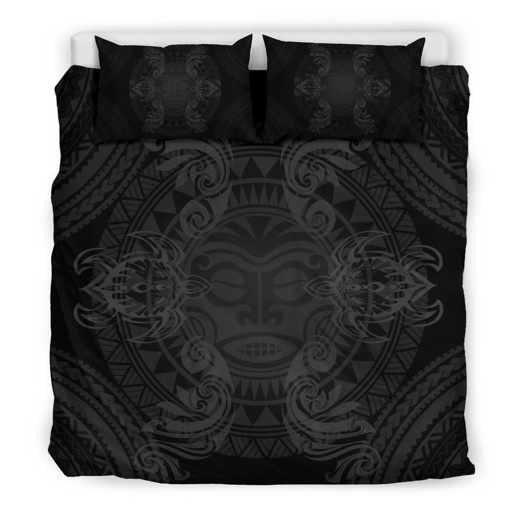 hawaiian turtles tribal mask polynesian grey duvet cover bedding set 8134