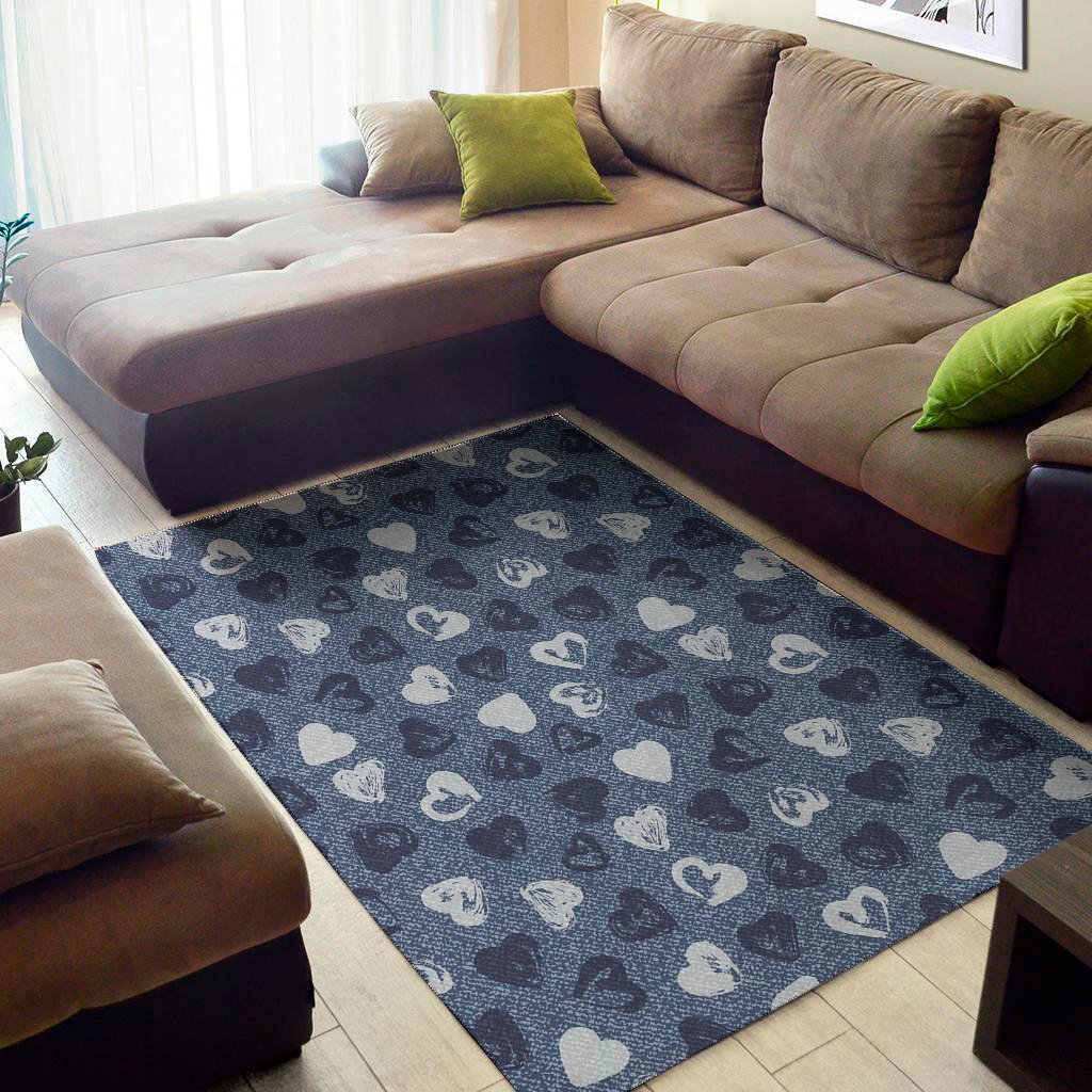 Heart Denim Jeans Pattern Print Area Rug Floor Decor heart denim jeans pattern print area rug floor decor 3304