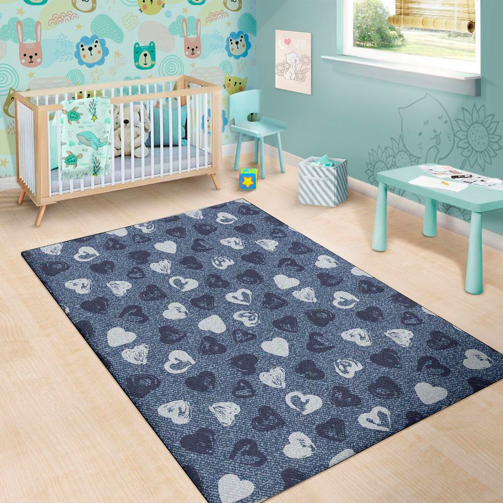 Heart Denim Jeans Pattern Print Area Rug Floor Decor heart denim jeans pattern print area rug floor decor 6149