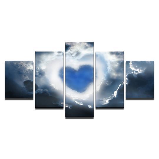 heart in the clouds abstract 5 panel canvas art wall decor 4692