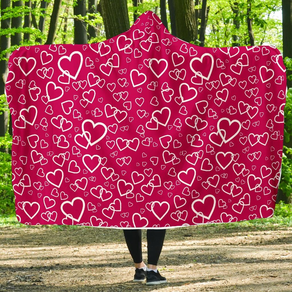 Heart Pattern Print Hooded Blanket Cloak Blanket heart pattern print hooded blanket cloak blanket 1289