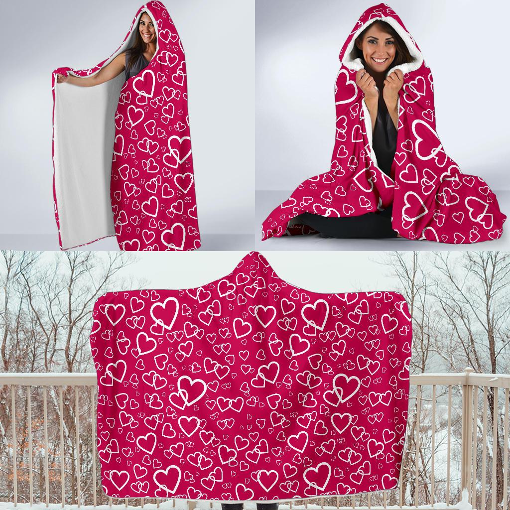 Heart Pattern Print Hooded Blanket Cloak Blanket heart pattern print hooded blanket cloak blanket 2116