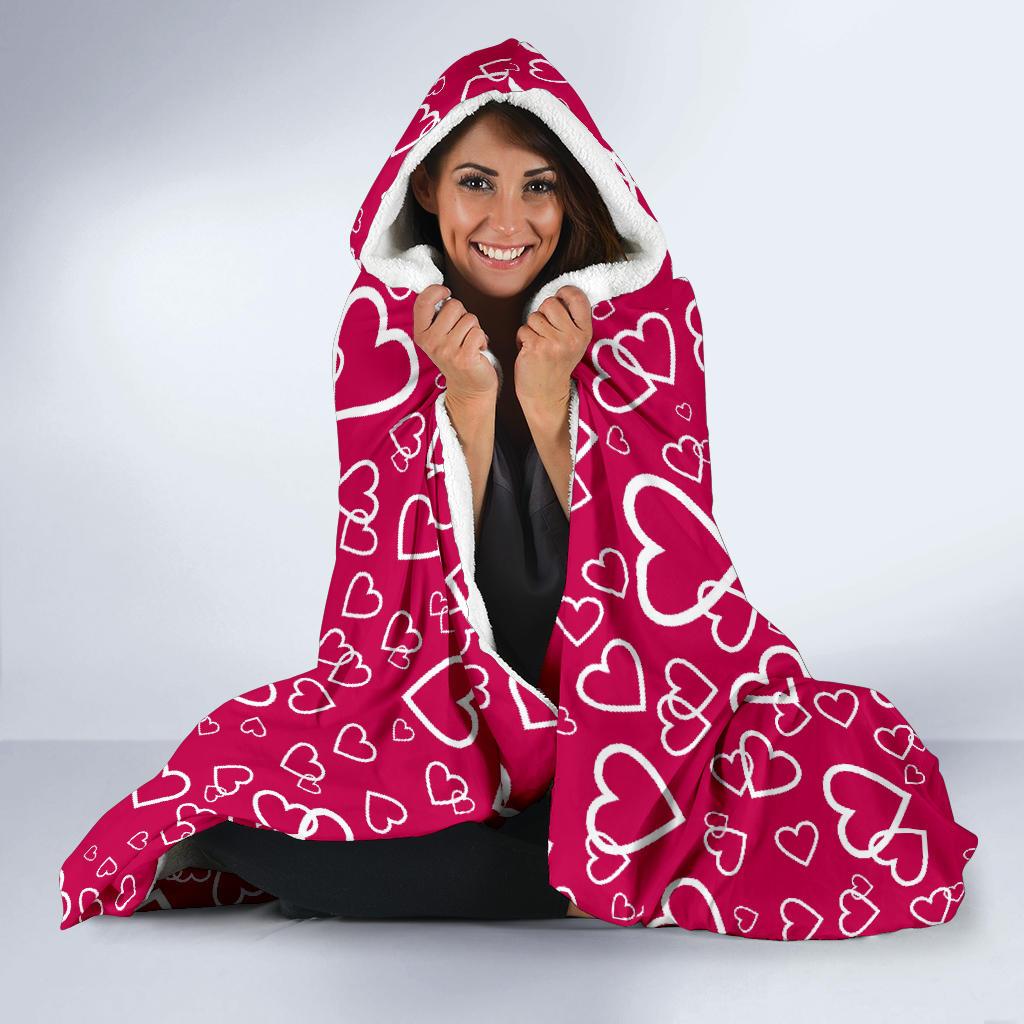 Heart Pattern Print Hooded Blanket Cloak Blanket heart pattern print hooded blanket cloak blanket 6203