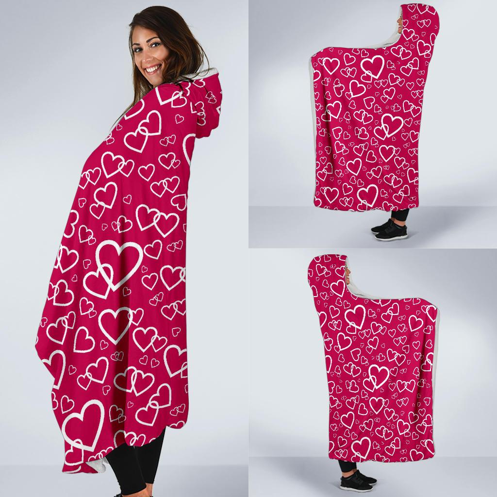 Heart Pattern Print Hooded Blanket Cloak Blanket heart pattern print hooded blanket cloak blanket 8112