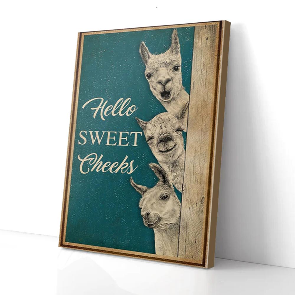 hello sweet cheeks funny llama canvas prints wall art decor 4956