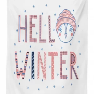 hello text funny face 3d printed tablecloth table decor 8643