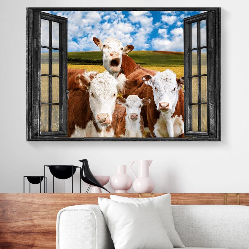 hereford cow canvas prints wall art decor 2985