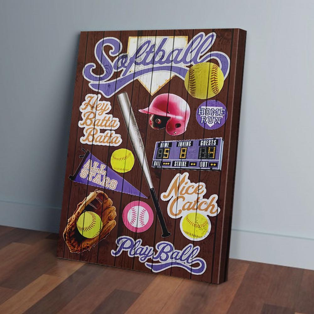 hey batta batta softball canvas prints wall art decor 2581