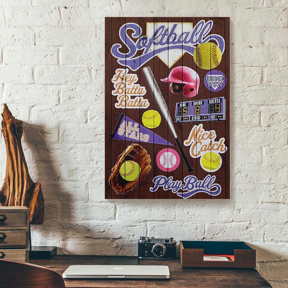 hey batta batta softball canvas prints wall art decor 7545