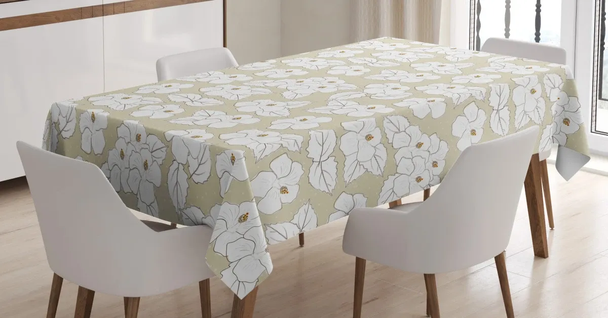 hibiscus drawings polka dots 3d printed tablecloth table decor 8014