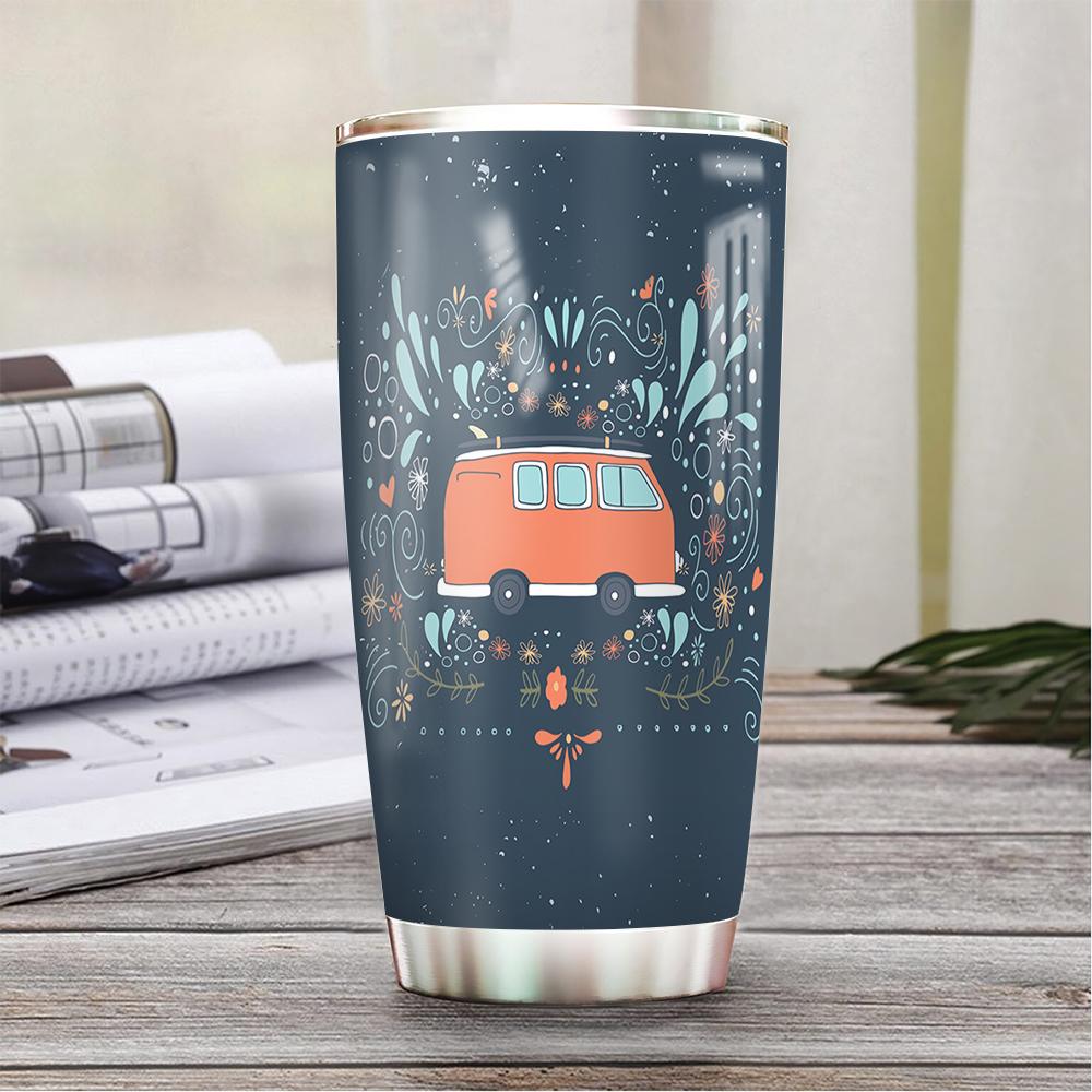 hippie time life with no regrets gift for hippie girl friend mother hippie van stainless steel tumbler 5846