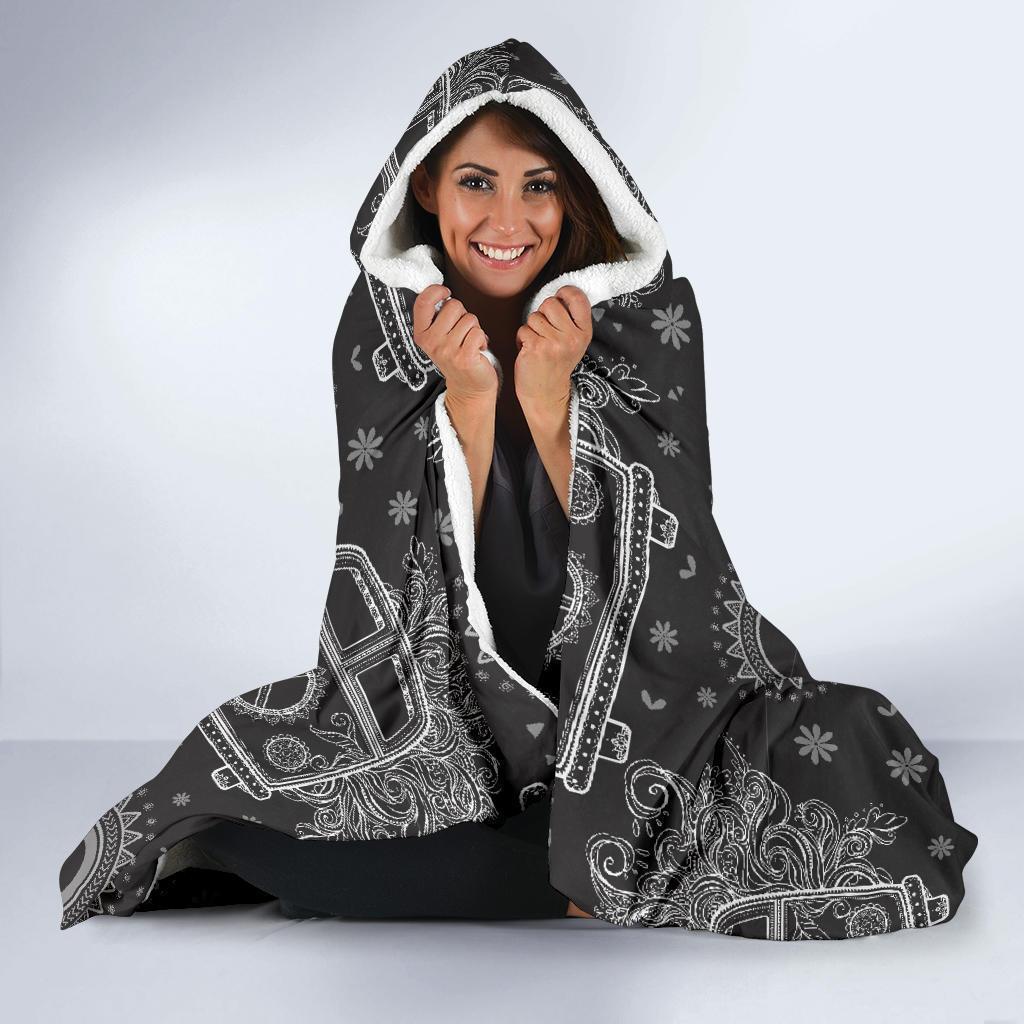 hippie van peace sign pattern print hooded blanket cloak blanket 6934