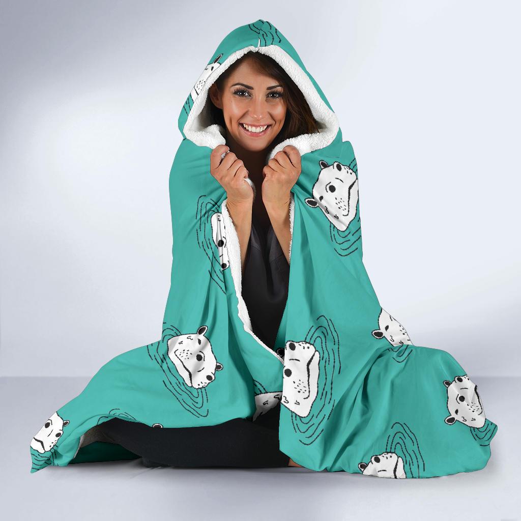 Hippo Print Pattern Hooded Blanket Cloak Blanket hippo print pattern hooded blanket cloak blanket 6971