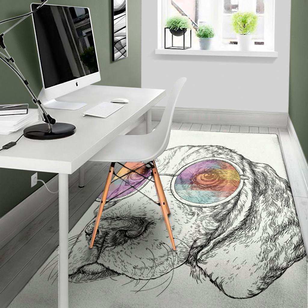 hipster beagle with glasses print area rug floor decor 8866
