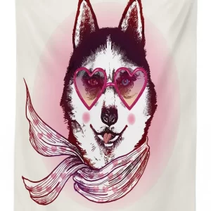 hipster husky dog hearts 3d printed tablecloth table decor 8570