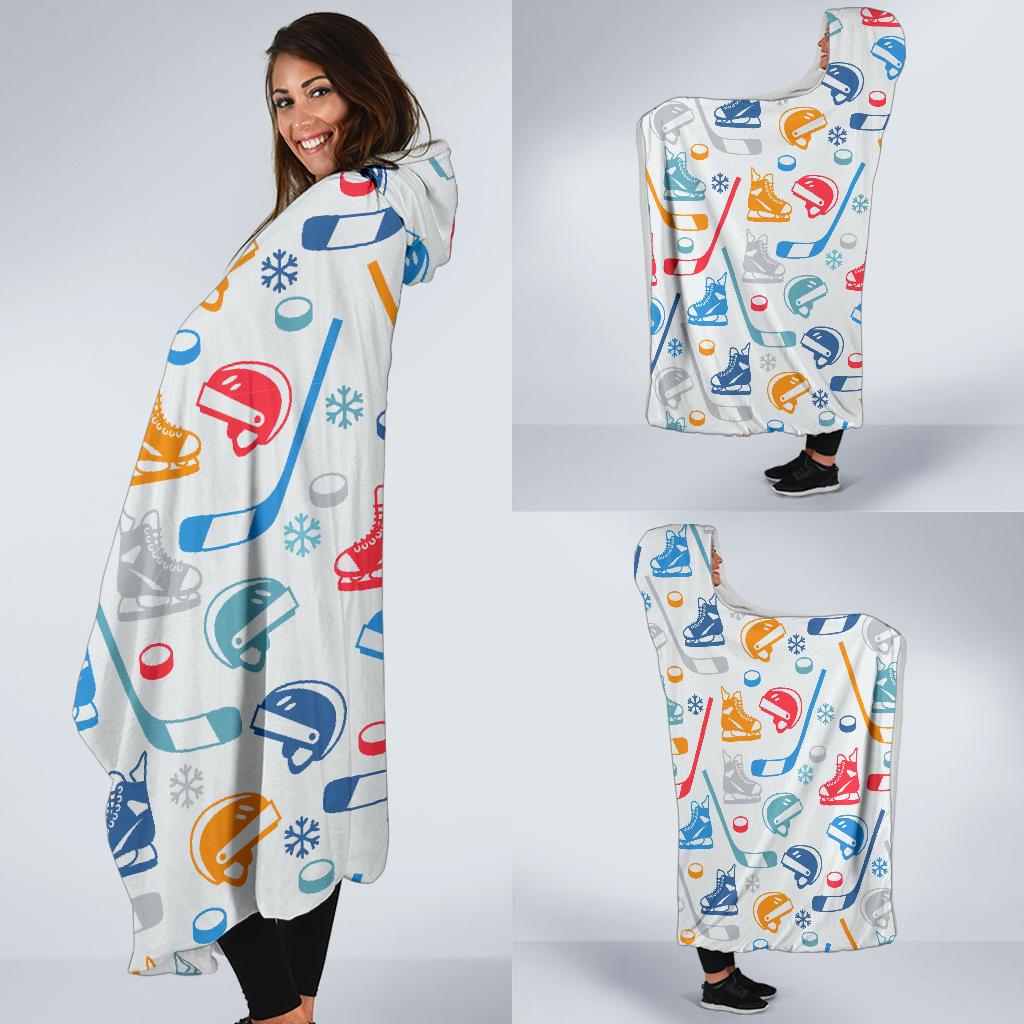 Hockey Pattern Print Hooded Blanket Cloak Blanket hockey pattern print hooded blanket cloak blanket 2672