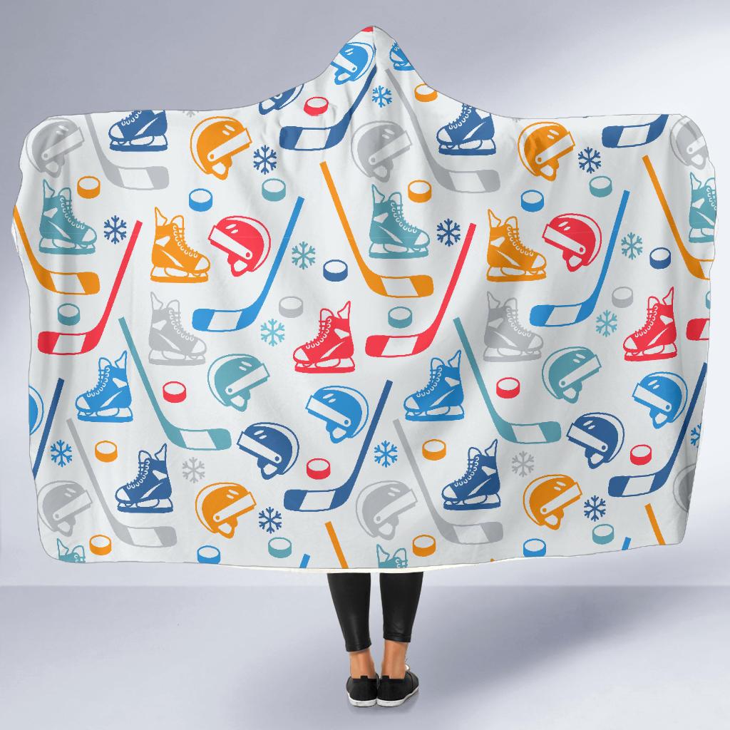 Hockey Pattern Print Hooded Blanket Cloak Blanket hockey pattern print hooded blanket cloak blanket 3264
