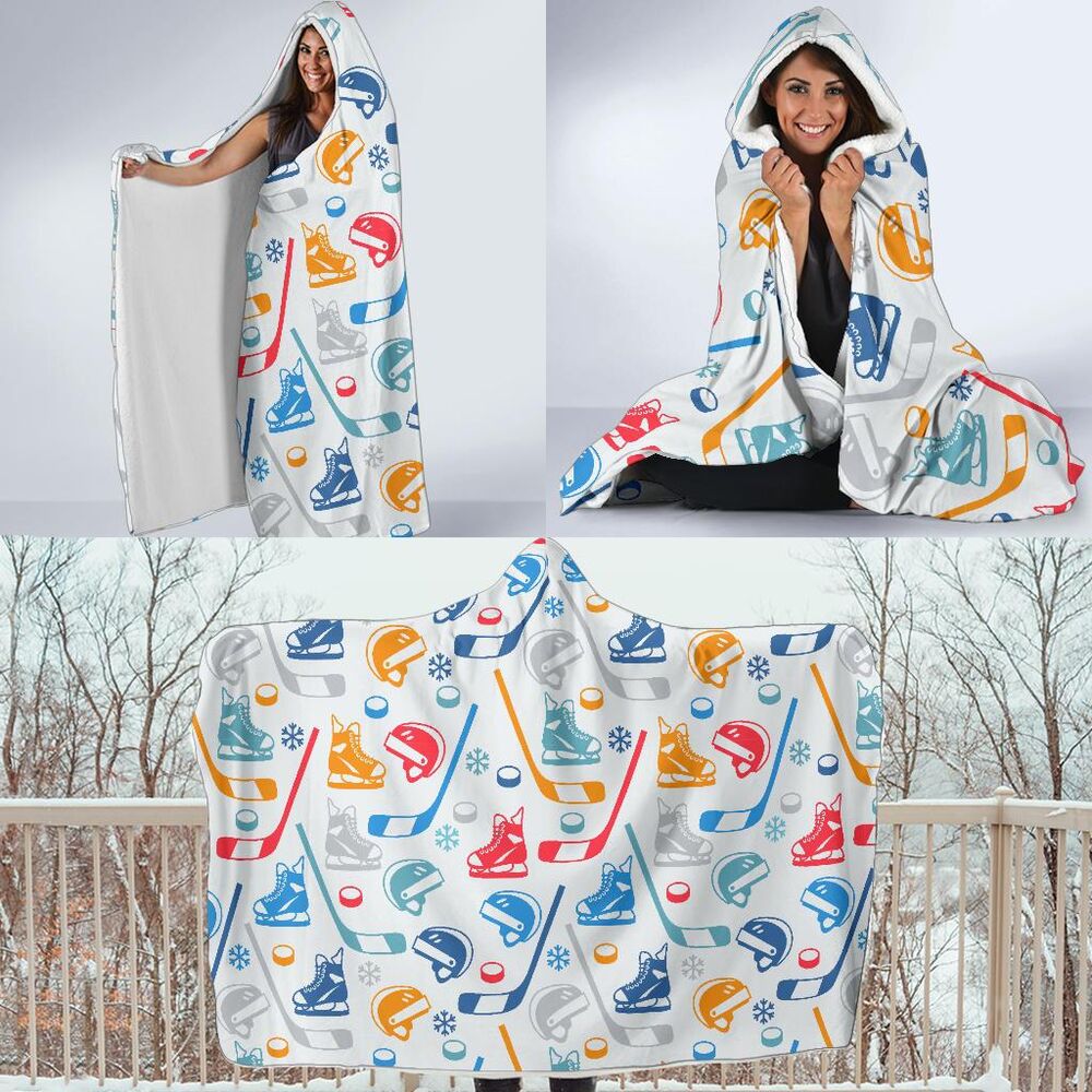 Hockey Pattern Print Hooded Blanket Cloak Blanket hockey pattern print hooded blanket cloak blanket 6769