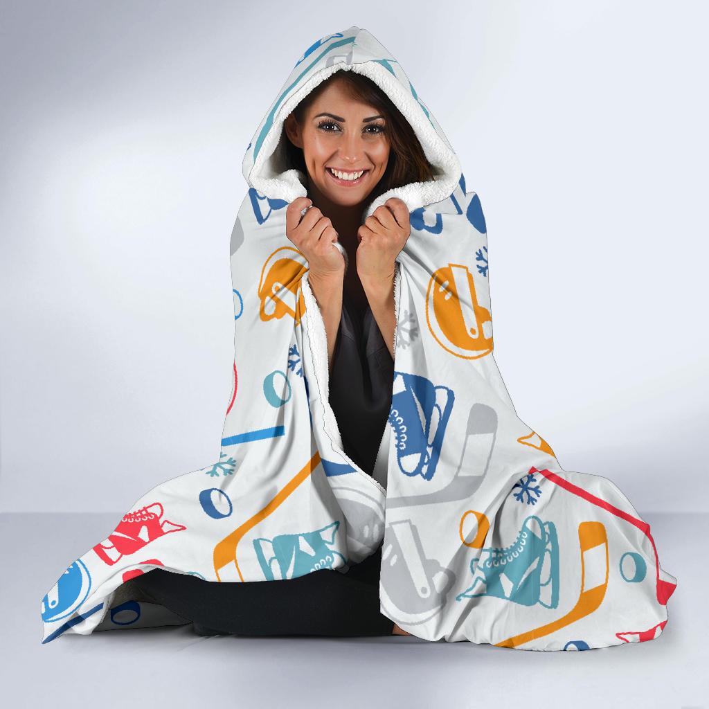 Hockey Pattern Print Hooded Blanket Cloak Blanket hockey pattern print hooded blanket cloak blanket 8148