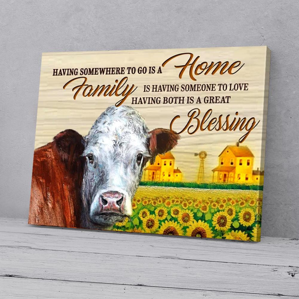home family blessing cow canvas prints wall art decor 7985