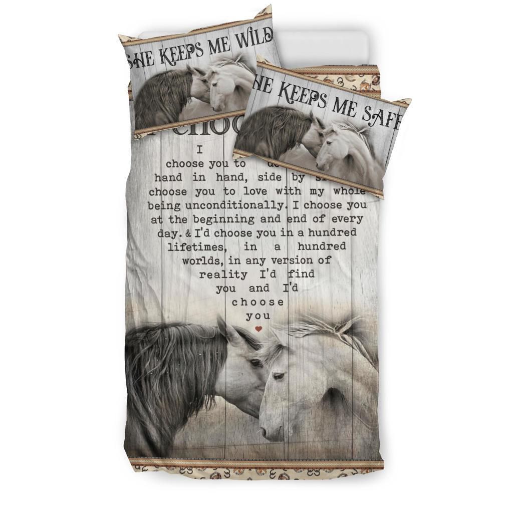 horse the beginning and end of everyday heart couple comforter duvet bedding set 4010