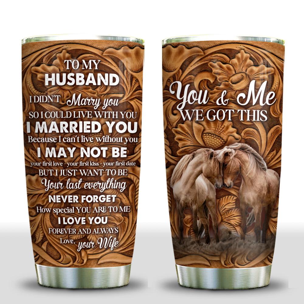 Horse Couple To My Husband RMK Stainless Steel Tumbler horse couple to my husband rmk stainless steel tumbler 4355