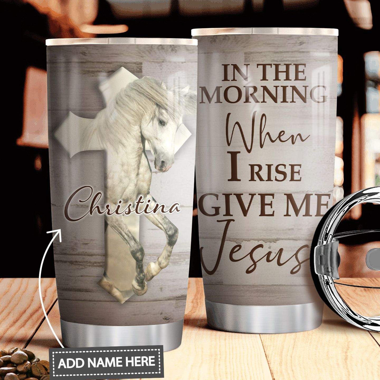horse jesus personalized stainless steel tumbler 6633