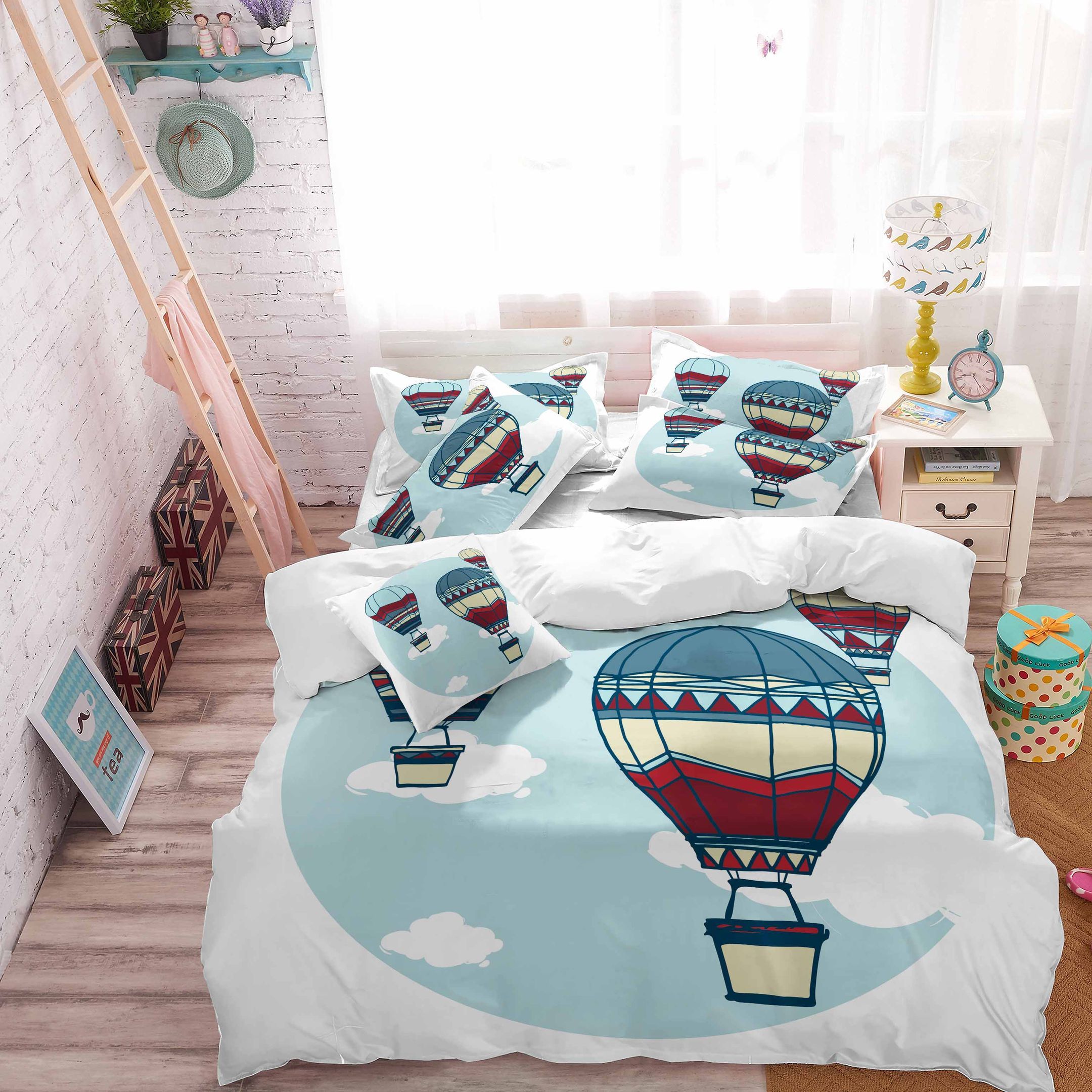 hot air balloon printed bedding set bedroom decor 3936