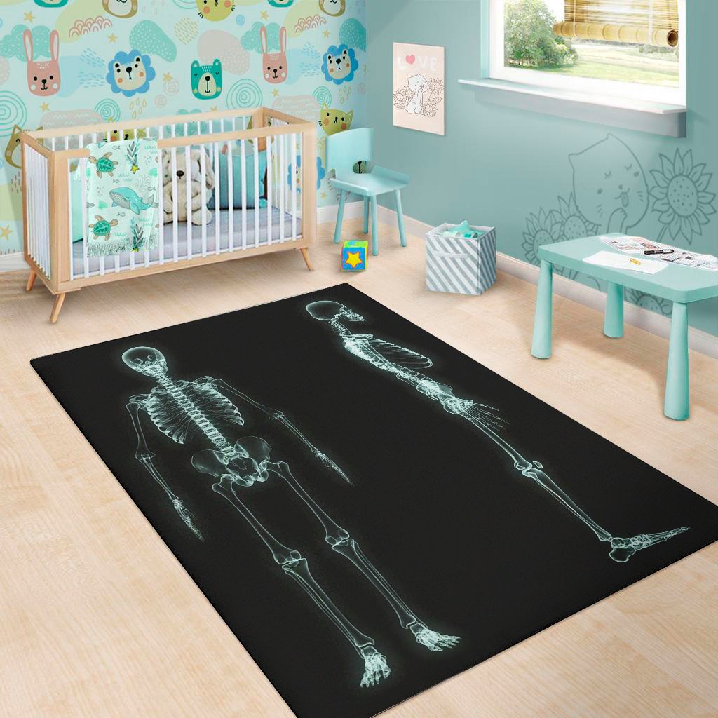 human skeleton x ray print area rug floor decor 1603