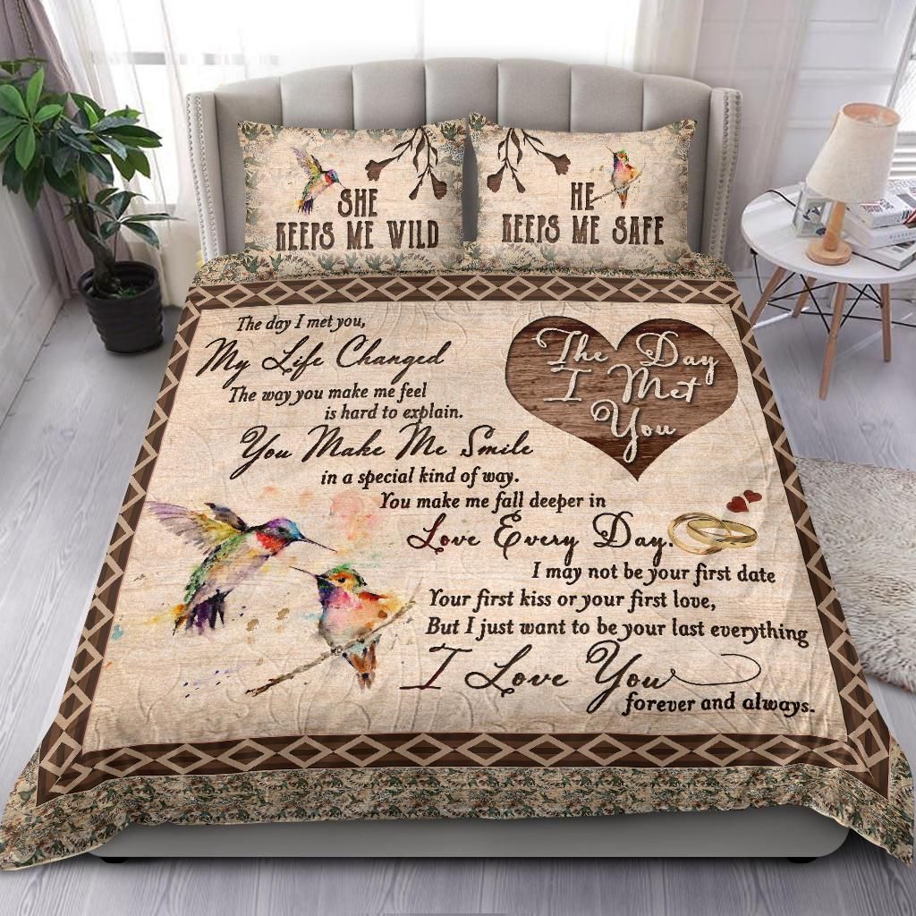 hummingbird the day i met you duvet bedding set 2478