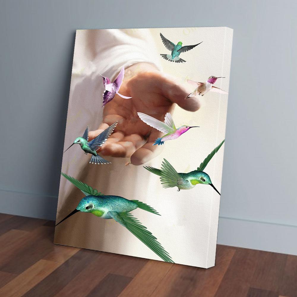 hummingbird take my hand jesus canvas prints wall art decor 5333