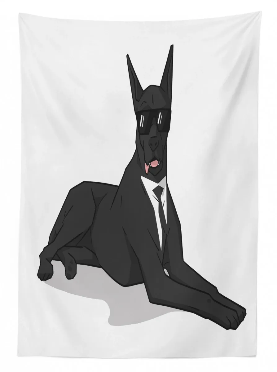 humorous dog in suit 3d printed tablecloth table decor 3221