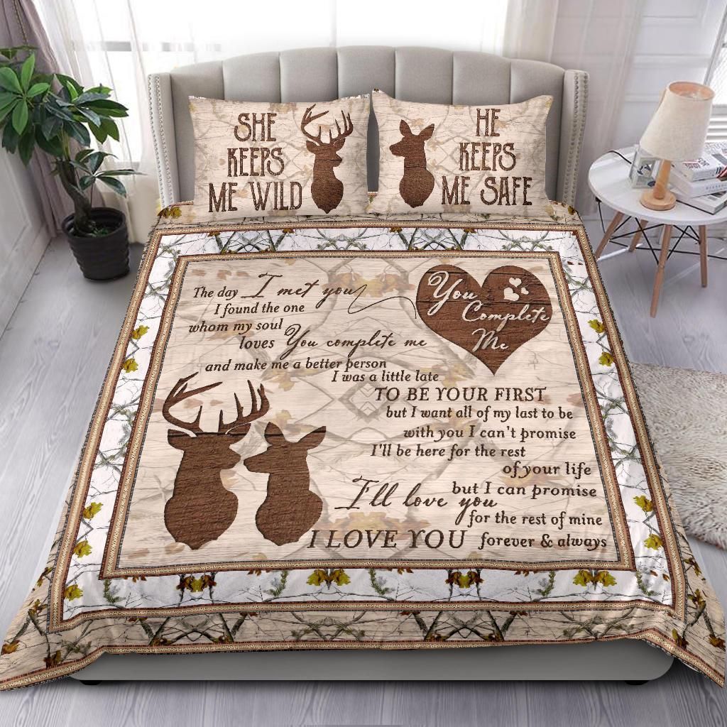 hunting you complete me couple comforter duvet bedding set 3441