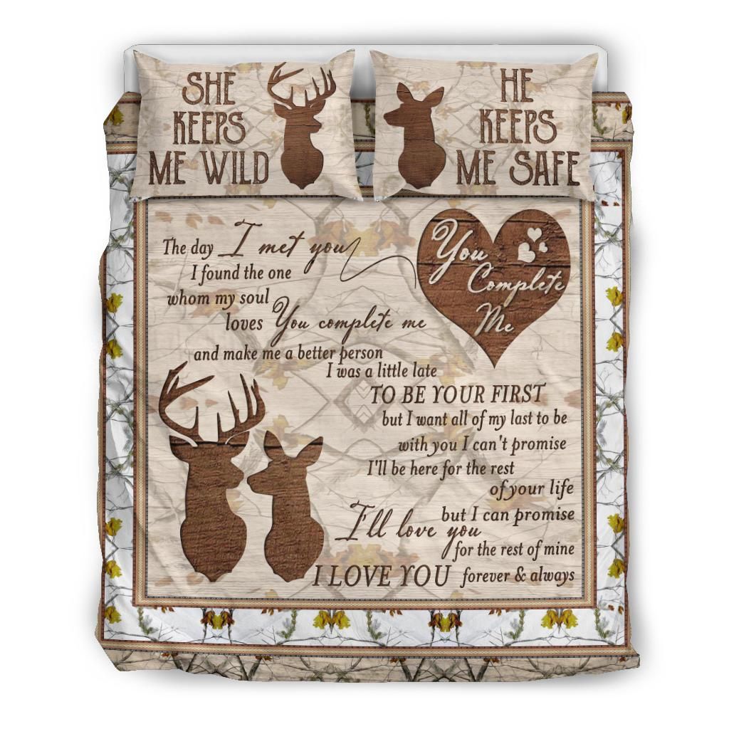 hunting you complete me couple comforter duvet bedding set 4849