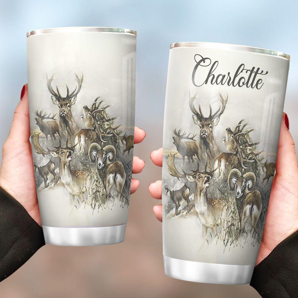 Hunting Deer Art Personalized Stainless Steel Tumbler hunting deer art personalized stainless steel tumbler 4332