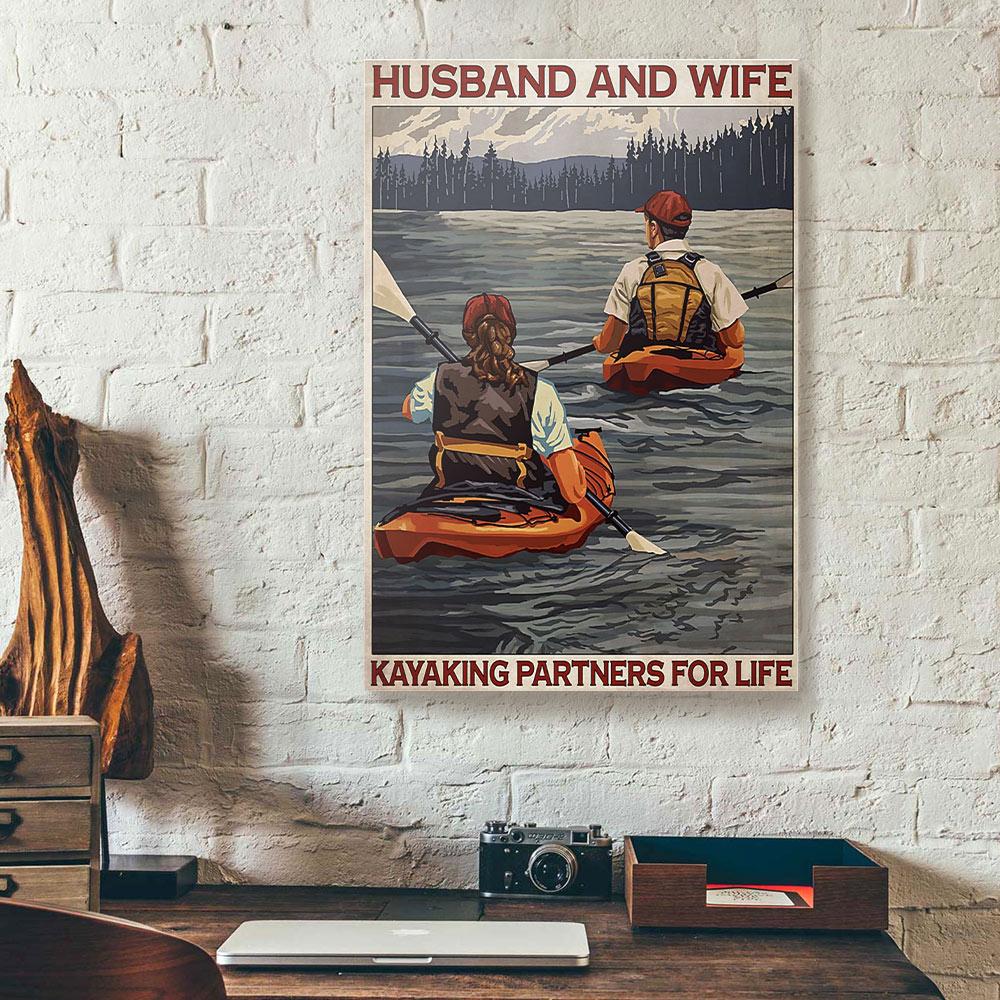 Husband And Wife Kayaking Partners For Life Canvas Prints - Wall Art Decor husband and wife kayaking partners for life canvas prints wall art decor 3681