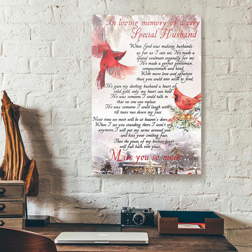 husband in heaven cardinal canvas prints wall art decor 5177