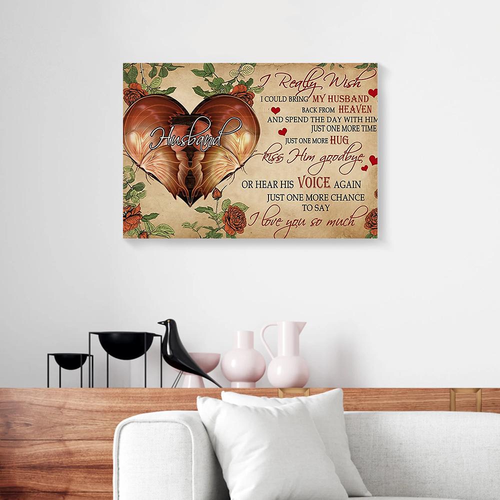 Husband In Heaven Rose Butterfly Canvas Prints - Wall Art Decor husband in heaven rose butterfly canvas prints wall art decor 7600